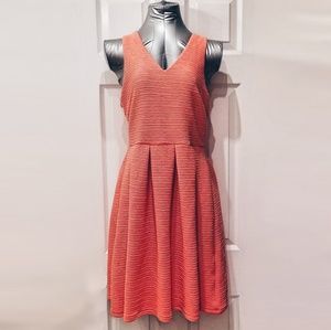Coral A-line Pleated Dress